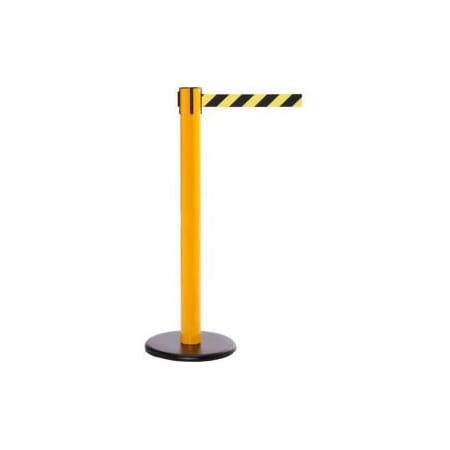 Queue Solutions SafetyPro 300 Retractable Belt Barrier, 40" Yellow Post, 16' Black/Yellow Diagonal Stripe Belt SPRO300Y-YB